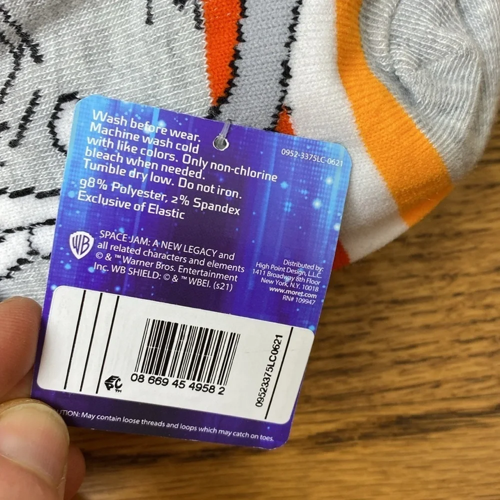 Kids Boy's Girl's Space Jam No-Shows No Show Socks 9-2.5